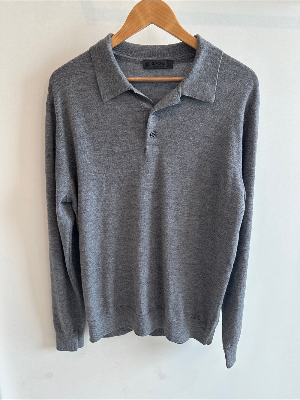 G/FORE Men's Heather Gray V-Neck Polo Sweater - LARGE